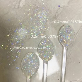 Resim Reçine Kupa El Sanatları, DIY El Sanatları Yüzey Dekorasyonu, Noel Dekorasyonları ve Tatil Süslemeleri için 0.1Mm, 0.2Mm ve 0.4Mm'de Ultra İnce Holografik Pırıltılı Şişe. 