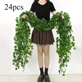 Resim 24 adet Lush Green Ivy Leaves Duvar Asılı - Ev, Bahçe, Düğün ve Parti Dekoru için Gerçekçi Yapay Yeşillik - Kolay Kurulum, İç ve Dış Mekan Kullanımı için Mükemmel, Bahçe Duvar Sanatı | Doğal Estetik | Kolay Kurulum, Ivy Duvar Sanatı 
