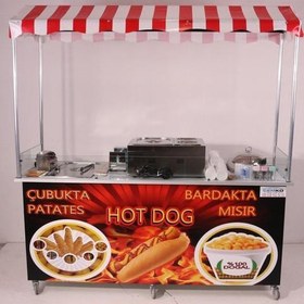 Resim Hot Dog Çubukta Patates Ve Bardakta Mısır Standı (Model Çeşme) 65X180 