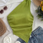 Resim Kadınlar için Seksi Tek Omuz Askısız Atlet Üstü - Canlı Limon Yeşili, Hafif Yazlık Nefes Alabilen Kumaş, Makinede Yıkanabilir, Günlük ve Akşam Giyimi 
