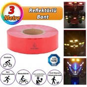 Resim 3 Mt Reflektörlü Reflektif Fosforlu Araç Oto Kamyon Şerit Bant Tüvtürk Onaylı Düz Kırmızı İkaz Bandı 
