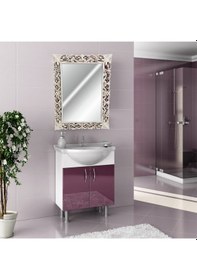 Resim 45X60Cm Eskitme Rustik İşlemeli Krem Boy Banyo Duvar Salon Aynası Krem 