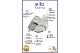 Resim Ella Bonna Organik Pamuk Bebek Pandufu, Kaydırmaz Taban, Yenidoğan Patiği, Ev Kreş Ayakkabısı, Gri 