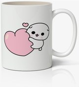 Resim Sevimli Cute Kalp Baskılı Kupa Bardak - Baskılı Kahve Kupa Bardak 