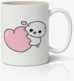 Resim Sevimli Cute Kalp Baskılı Kupa Bardak - Baskılı Kahve Kupa Bardak 