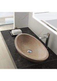 Resim Traverten Elips Mermer Lavabo 