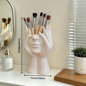 Resim 1 adet Elegant Makyaj Fırça Düzenleyici Kolu ile - Dayanıklı PVC Kozmetik Depolama Kutusu, Fırçalar ve Araçlar için İdeal, Kolay Taşıma için Kompakt Tasarım, Makyaj Fırça Tutucu 