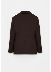 Resim Kadın Acı Kahve Bağcıklı Dokuma Blazer Acı Kahve 