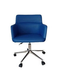 Resim Çalışma Sandalyesi Krom Yıldız Ayaklı Döküm Süngerli Mavi Suni De 