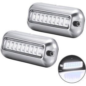 Resim 2 Adet Mk-027 Gemi / Yat 10-30v 27leds Suya Dayanıklı Paslanmaz Çelik Sualtı Işığı Beyaz Işık 