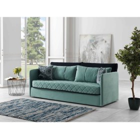 Resim Meşe Home Siesta Fonksiyonel Kanepe Koltuk Metal Bazalı Yataklı Süngerli Su Yeşili Plastik Ayaklı 