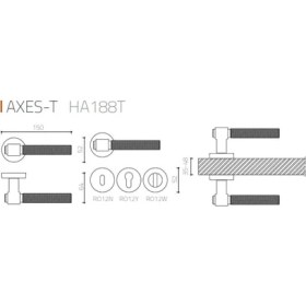 Resim Axes-T Saten - Oda Rozetli Kapı Kolu - Hha188Tro12N Nbm-Nbm/Nb 