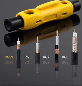 Resim Derwell Koaksiyel Kablo Soyucu Rg-59 Rg-6 Rg-6q Rg-7 Rg-11 Için Çift Uçlu Koaks Kablo Sıyırma Tel Kesici 