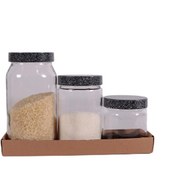 Resim Herevin 139357-810 Granit Desenli Kavanoz Seti 3'lü (425-660-1000 ML) 