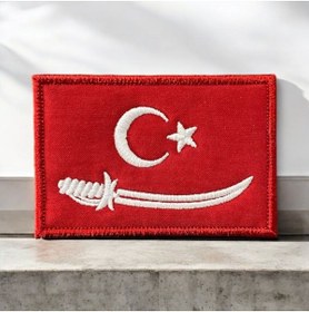 Resim Ex Patch Açe Sultanlığı Bayrağı Peçi Nakış Patch Arma 8 X 5 Cm 