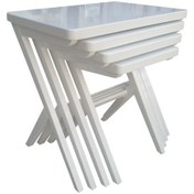 Resim Zigon ÇAPRAZ AYAK Model Kayın Torna ayak Parlak Beyaz Lake Boya MDF tabla El Yapım 