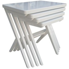 Resim Zigon ÇAPRAZ AYAK Model Kayın Torna ayak Parlak Beyaz Lake Boya MDF tabla El Yapım 