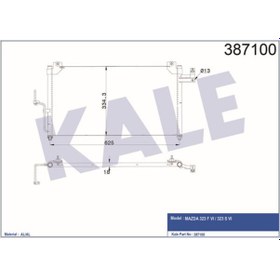 Resim KALE OTO Radyatör 387100 Klima Radyatörü Mazda 323 F VI 323 S VI Al-Al 625X338X16 