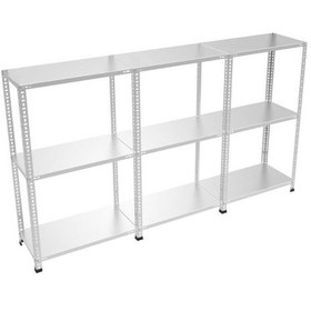 Resim Raf Burada 3 Katlı 3'lü Galvaniz Çelik Raf - Depo, Arşiv, Kiler, Dosya, Market Rafı-31x93 cm-50 cm-0.70 mm 