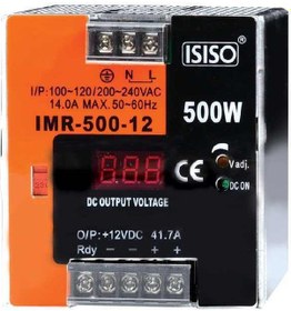 Resim 12VDC 37.5A 500W Dijital Göstergeli Ray Tipi Güç Kaynağı 