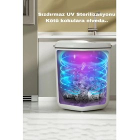 Resim Berdina Home Sensörlü Çöp Kovası Mutfak Banyo Ofis 20L Uv Işık Antibakteriyel Koku Geçirmez Ergonomik Tasarımlı 