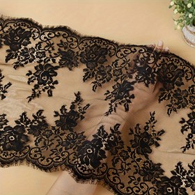 Resim Siyah Kirpik Dantel Kenar - 3m Çiçekli Kurdele Kumaş DIY Giysiler, İç Çamaşırı, Düğün Elbiseleri & Ev Dekorasyonu Dikiş El Sanatları için 