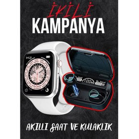 Resim 6 Ay Watch7 Serisi Akıllı Saat ve M10 Bluetooh Kulaklık Premium Ikili Set Vivo Y36 Uyumlu 45 mm Bey 