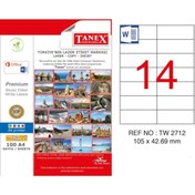 Resim Tanex Tw-2712 105x42.69mm Kuşe Lazer Etiket 100 Lü Paket 