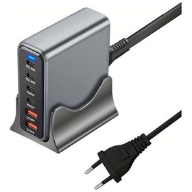 Resim Xuweiwei Avrupali 470w Gan Pd Sarj Cihazi 6 Portlu Cok Fonksiyonlu Masaustu Adaptoru 140w Pd3.1 