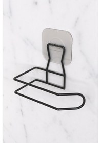 Resim Karteya Sticker Yapışkanlı Dekoratif Wc Tuvalet Kağıdı Tutacağı Şık Banyo Aksesuarı Wc Kağıtlık Siyah 