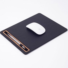 Resim Turgut Office Deri Mousepad Siyah Ahşap Detaylı 