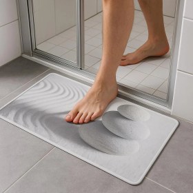 Resim Saban Kaymaz Banyo Matı – Plastik, Vantuzlu, Taş Desenli Duş Matı, Kaymayı Önleyici Paspas 70X40 cm 