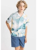 Resim DeFacto Erkek Çocuk Oversize Geniş Kalıp Polo Yaka Viskon Kısa Kollu Gömlek D1522A824HSGN1226 