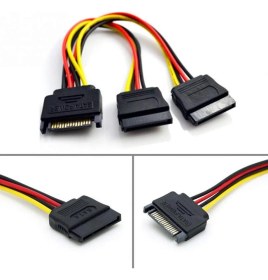 Resim Sata Splitter Kablo 15 Pin Sata Güç Uzatma Kablosu Sata Power Çoklayıcı 15PIN Erkek Çift 15 Pin Dişi 