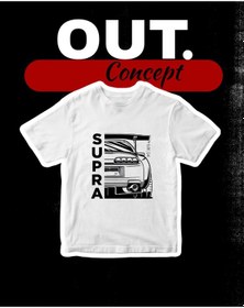 Resim Unisex Supra Mk4 Baskılı T-shirt Car Series Beyaz 