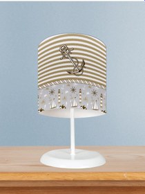 Resim Mekta Home Bebek Ve Çocuk Odası Kahverengi Denizci Desenli Abajur 