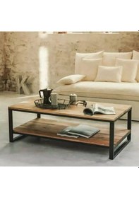 Resim Halevia Metal Ahşap Çift Katlı Orta Sehpa. 