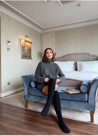 Resim LAGRANZE Cozy Line Premium Kadın Diz Üstü Jakarlı Çorap 