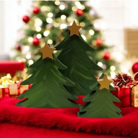 Resim 3Lü Yılbaşı Ağacı Ahşap Dekor - Yılbaşı, Noel, Özel Etkinlik 