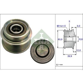 Resim INA 535018010 Alternator Kasnagi (Toyota Uyumlu:Yaris 1.4 D4d 05-12) (WF475284) 