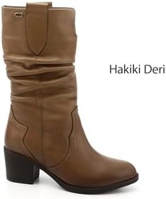 Resim GÖNDERİR Kadın Kalın Topuklu Körüklü Hakiki Deri Çizme GKZC13447531 