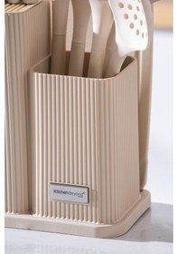 Resim Acar Cooper 12 Parça Standlı Kesme Tahtası Servis Ve Bıçak Seti Krem 