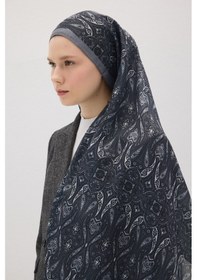 Resim Mirsoy Scarf Rüya Pamuk Etnik Desen Şal Gri 