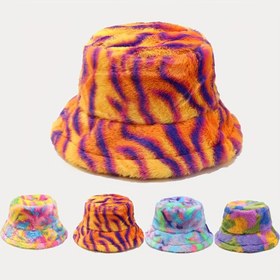 Resim Kadınlar İçin Kışlık Tüylü Kova Şapka - Polyester Suni Kürk Sıcak Peluş Balıkçı Şapkası Dokuma İşçiliği ve Dekoratif Suni Tüylerle 