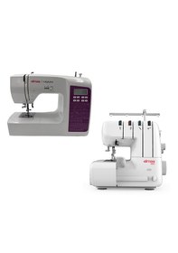Resim Elmas Tr220 Elektronik Dikiş Makinesi Mor Ve 328 Ev Tipi 4 İplik Overlok Makinesi Mor 