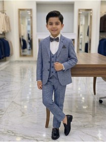 Resim REMA STİL Erkek Çocuk Ceket Gömlek Yelek Pantolon Papyonlu Takım Elbise 