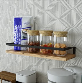 Resim ROOMART Metal Çerçeveli Baharatlık Çok Amaçlı Banyo Ve Mutfak Duvar Rafı Atlantik Çam 