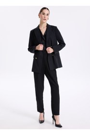 Resim Fabrika Kruvaze Siyah Kadın Blazer F3WL-CKT8 