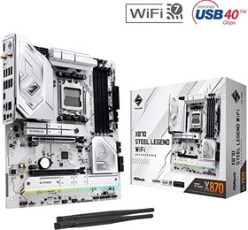 Resim Asrock X870 Steel Legend WiFi AMD X870 Soket AM5 DDR5 8000 MHz OC ATX Gaming Anakart 