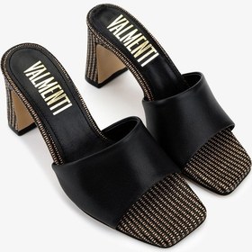 Resim Valmenti Kadın Hakiki Deri Siyah Deri Topuklu Terlik 1141 885 Bn Trlk Y26 Black Leather 